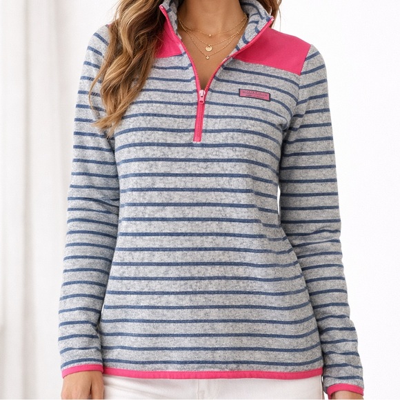Vineyard Vines Tops - Vineyard Vines quarter zip top blue stripes size M